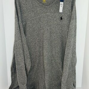 Polo by Ralph Lauren Heather Gray V-Neck Long Sleeve Shirt Mens size 2XB